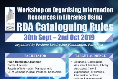 WORKSHOP ON ORGANISING INFORMATION RESOURCES IN LIBRARIES USING RDA CATALOGUING RULES